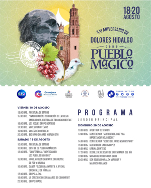 Programa de Actividades conmemorativas al XXl Aniversario de Dolores Hidalgo como Pueblo Mágico