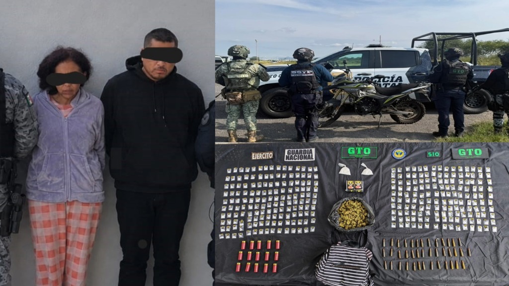 Detienen a dos personas con cartuchos y droga en operativo conjunto en Valle de Santiago, Guanajuato